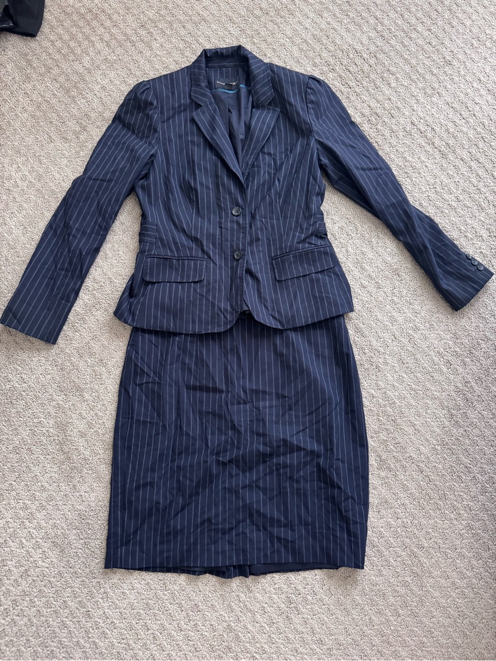 Banana Republic Navy Pinstripe Skirt Suit Set